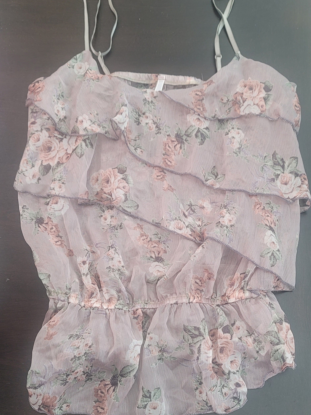 My Story Floral Ruffle Adjustable Spaghetti-Strap Top - Dusty Pink